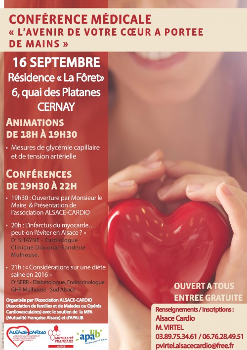 Conférence d’Alsace Cardio à Cernay vendredi 16 septembre